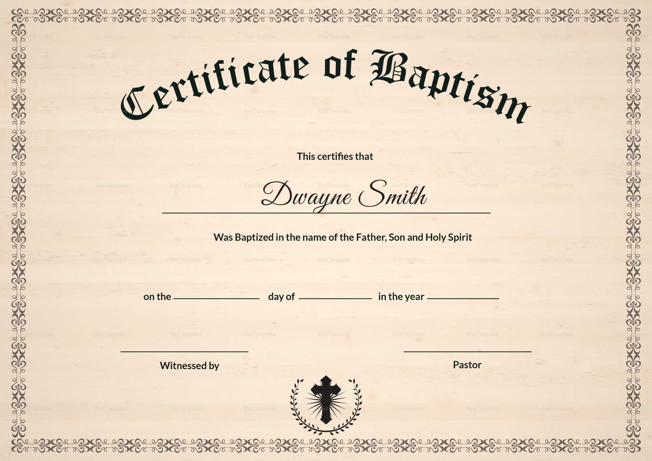 Baptism Certificate Template With Regard To Baptism Certificate Template Word