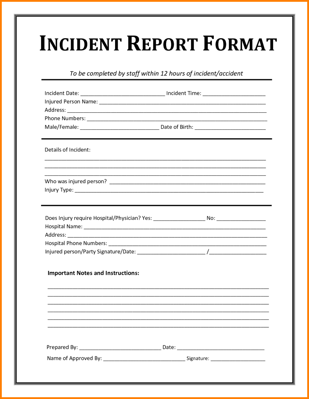 Basic Fire Incident Report Form – Zohre.horizonconsulting.co Regarding Incident Report Form Template Word
