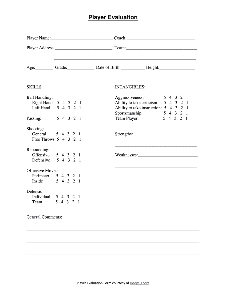 Basketball Player Evaluation Form – Zohre.horizonconsulting.co Within Basketball Player Scouting Report Template