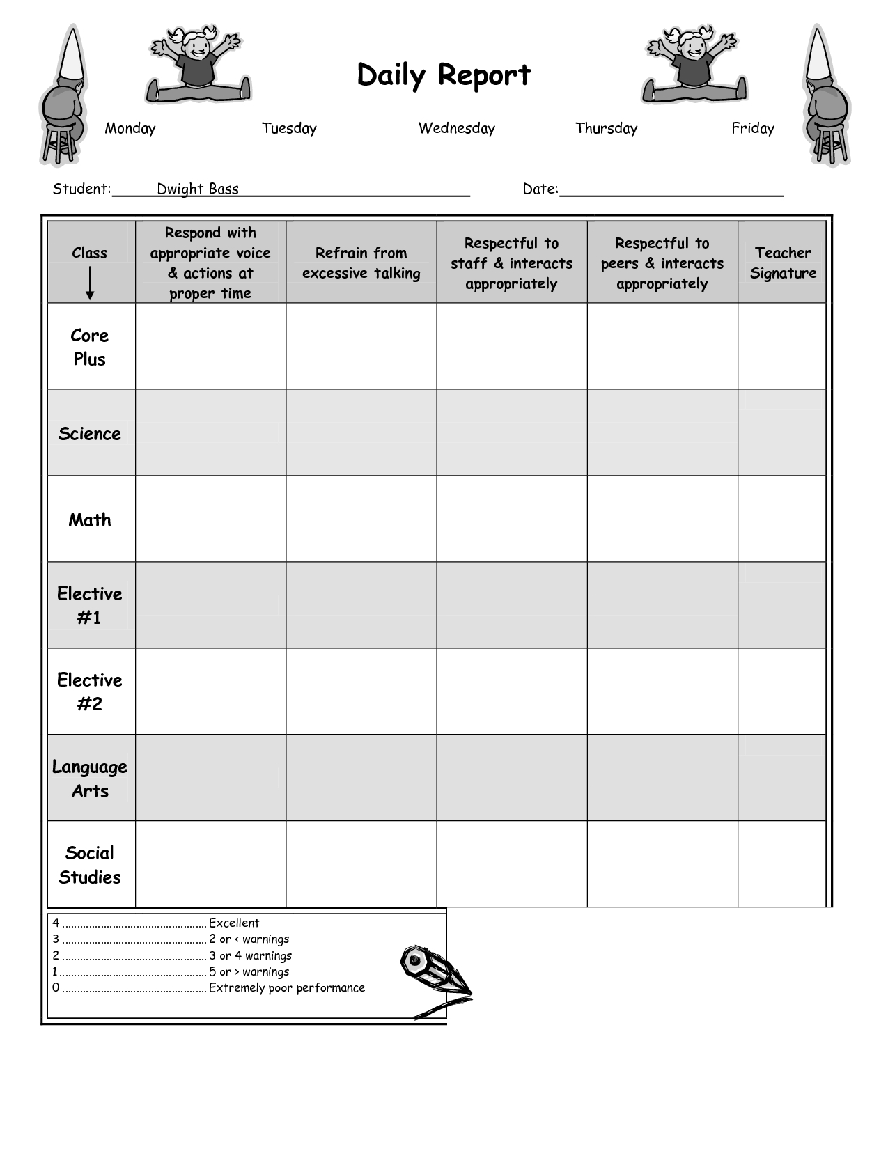 Behavior Template. 9 Best Images Of Good Monthly Behavior For Daily Behavior Report Template