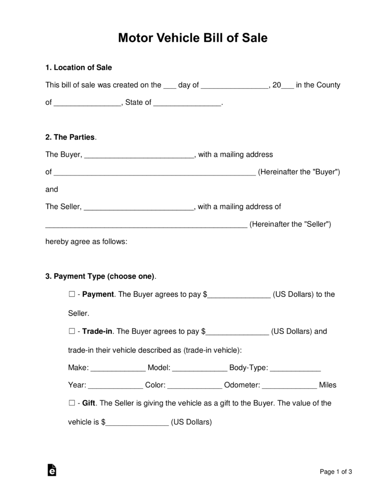 Bill Of Sale Form Auto – Zohre.horizonconsulting.co Regarding Vehicle Bill Of Sale Template Word