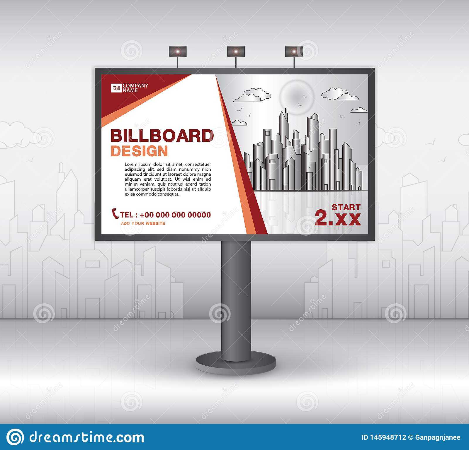 Billboard Banner Template Vector Design, Advertisement With Outdoor Banner Template