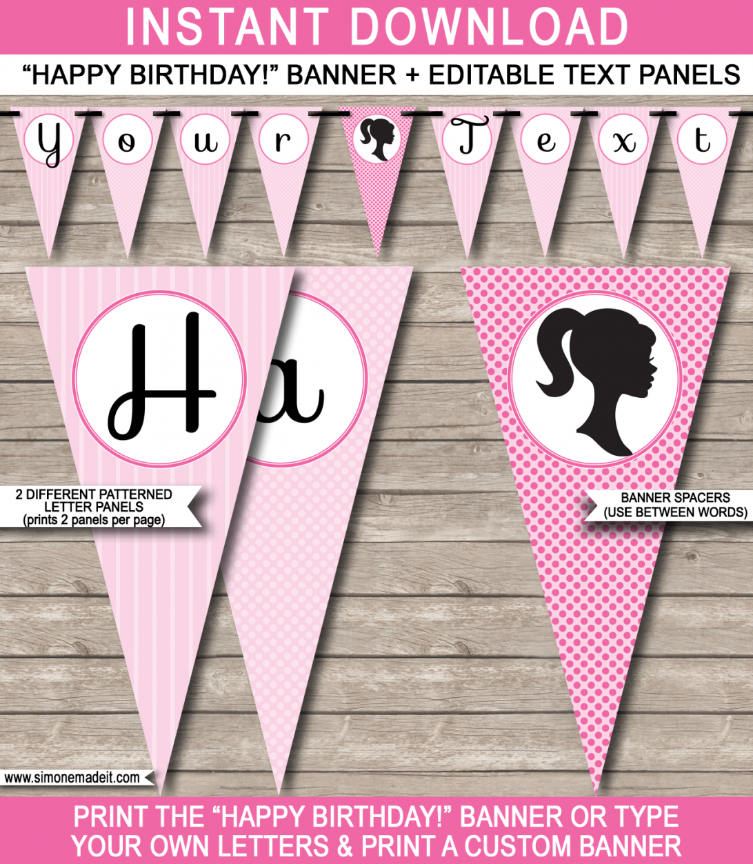Birthday Banner Template Barbie Party Happy Free Download For Free Printable Party Banner Templates