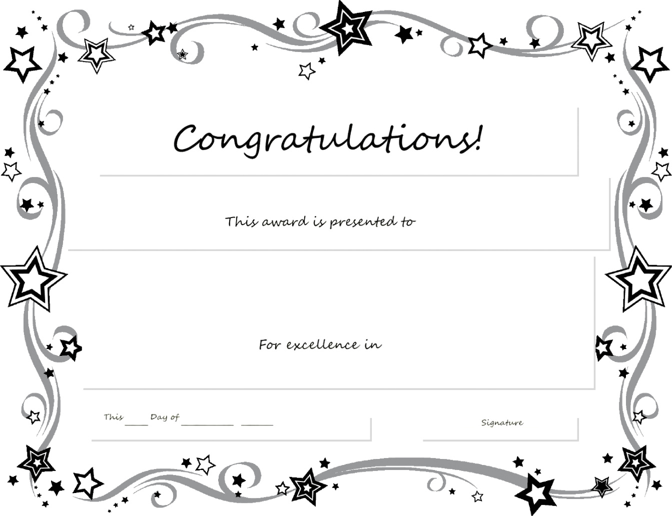 Blank Award Certificate Template – Zohre.horizonconsulting.co Pertaining To Congratulations Certificate Word Template