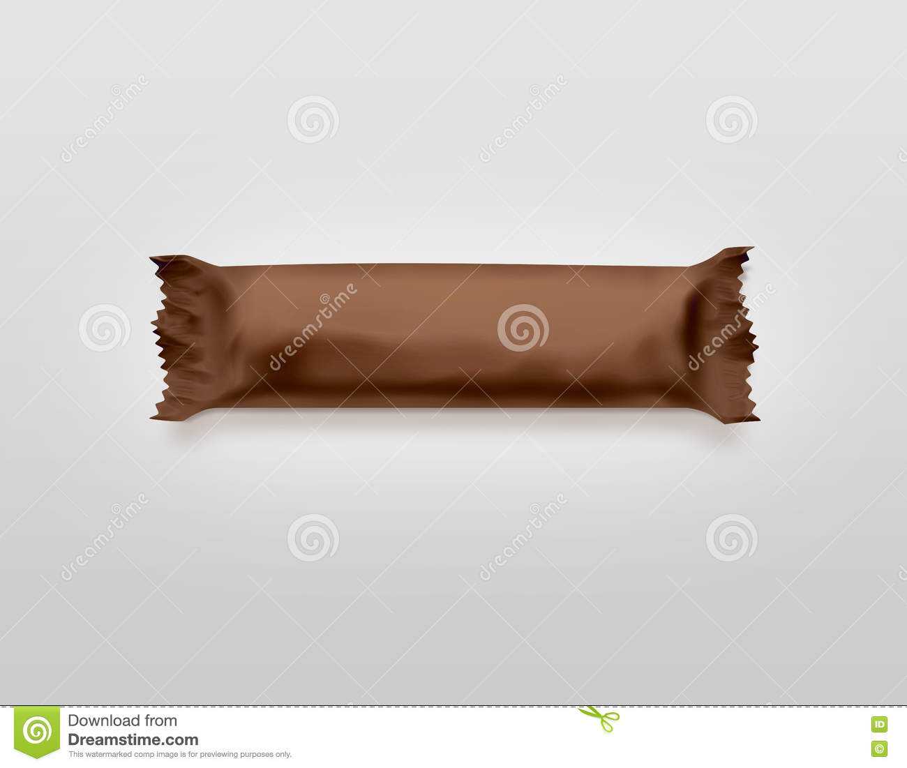 Blank Brown Candy Bar Plastic Wrap Mockup Isolated. Stock Within Blank Candy Bar Wrapper Template For Word