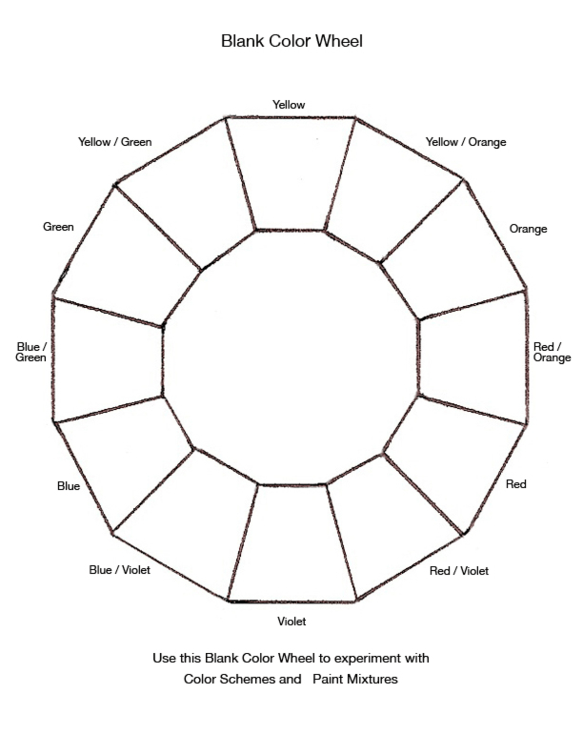 Blank Color Wheel Chart | Templates At Allbusinesstemplates Inside Blank Color Wheel Template