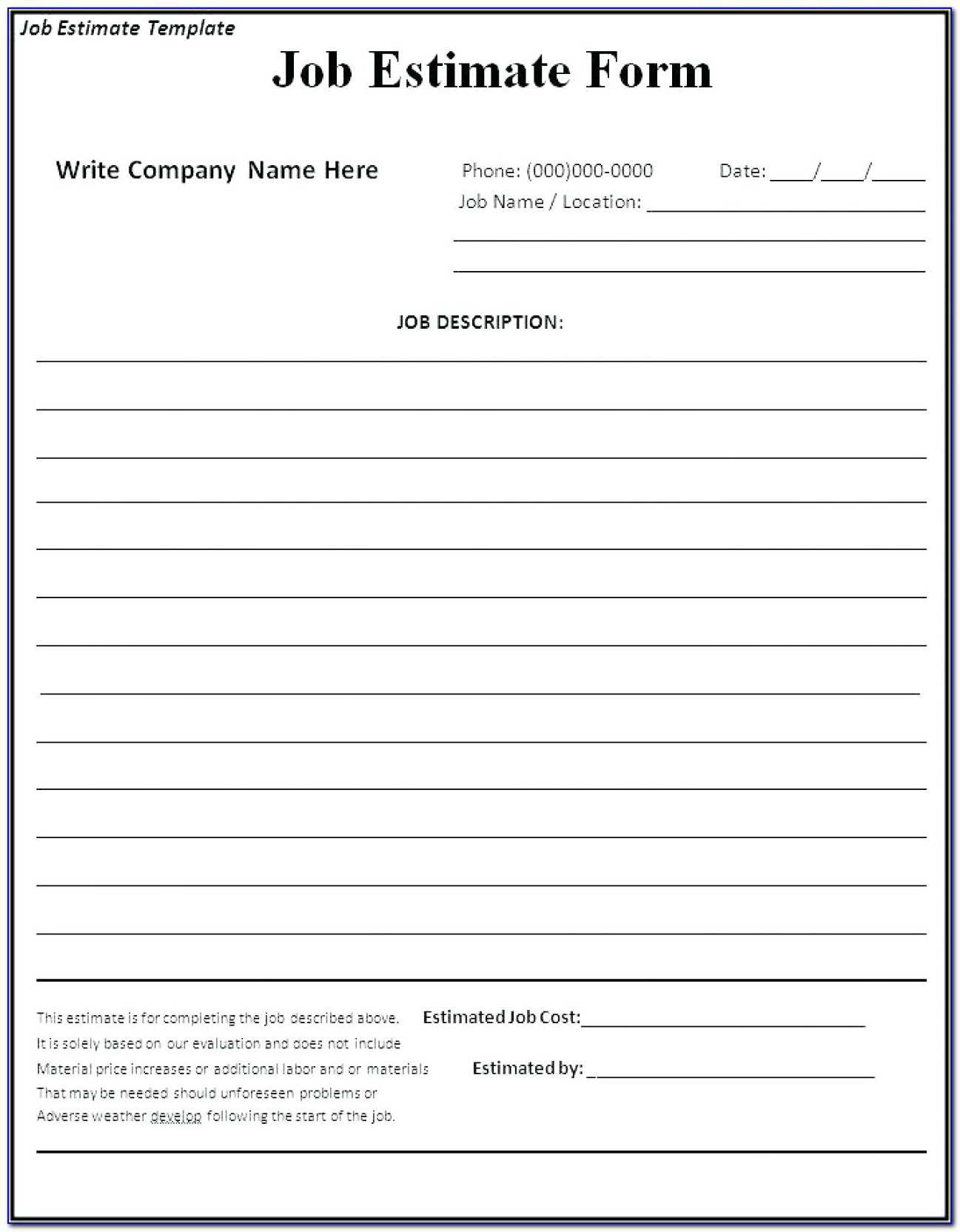 Blank Construction Bid Form – Form : Resume Examples #ml528Pjkxo With Blank Estimate Form Template