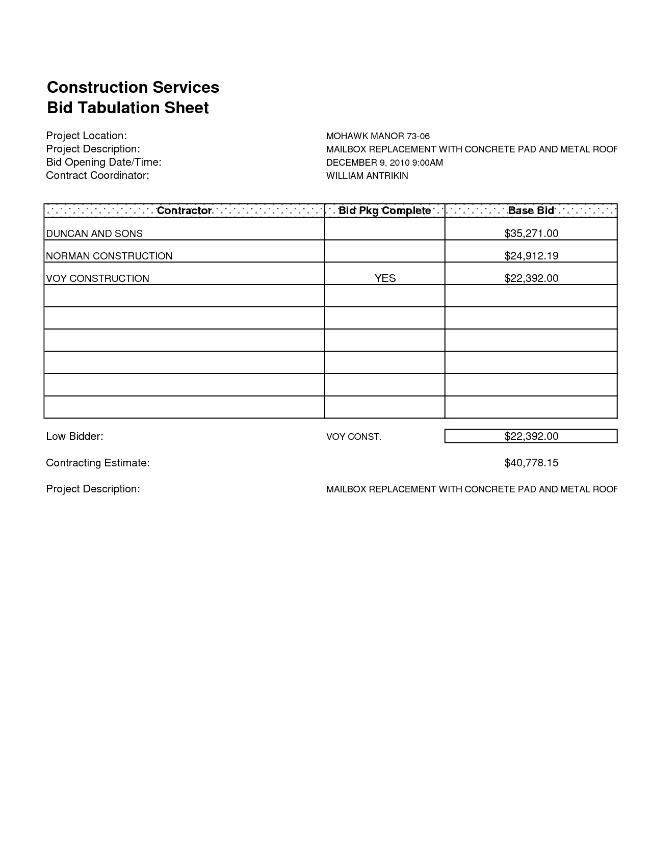 Blank Estimate Form Printable Job Estimate Template Inside Blank Estimate Form Template