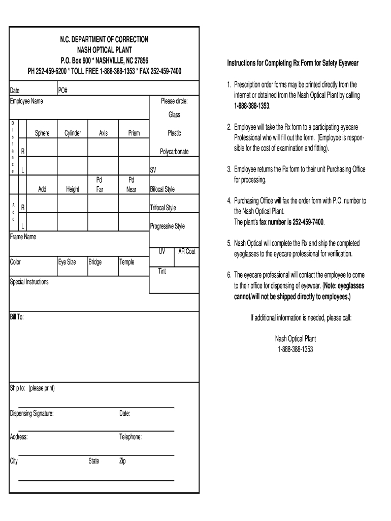 Blank Eyeglass Prescription Form – Fill Online, Printable Throughout Blank Prescription Form Template