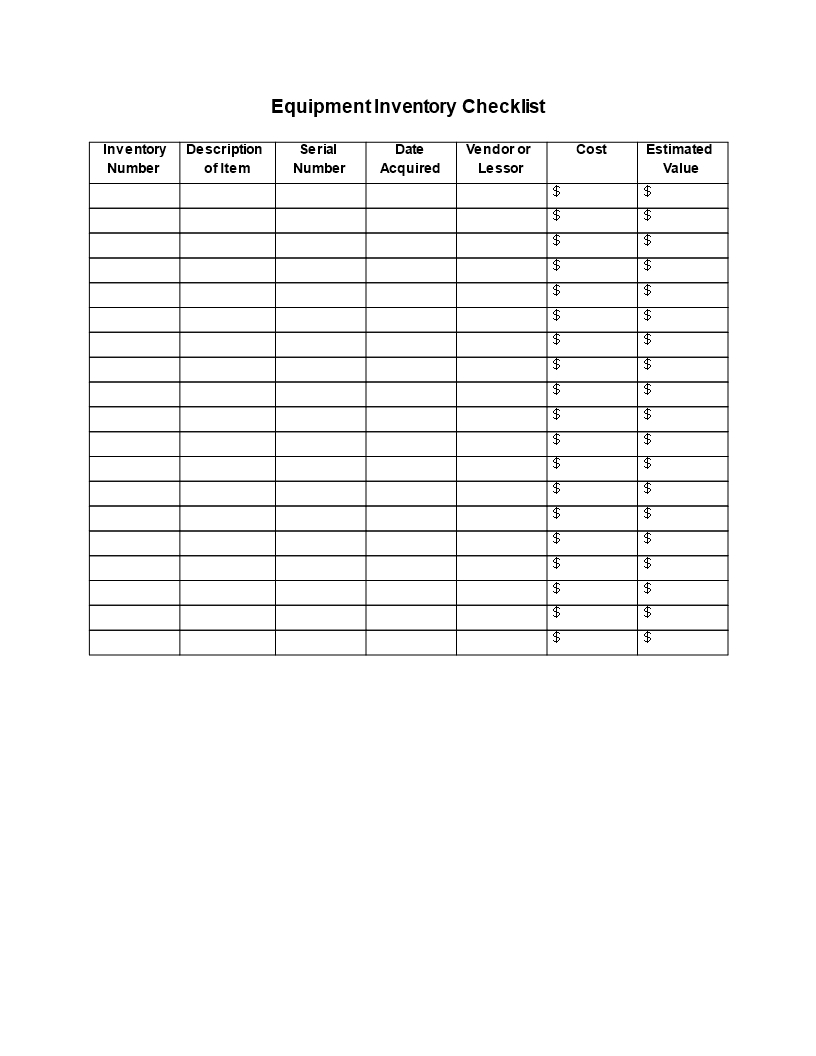 Blank Inventory Checklist In Word | Templates At Pertaining To Blank Checklist Template Word