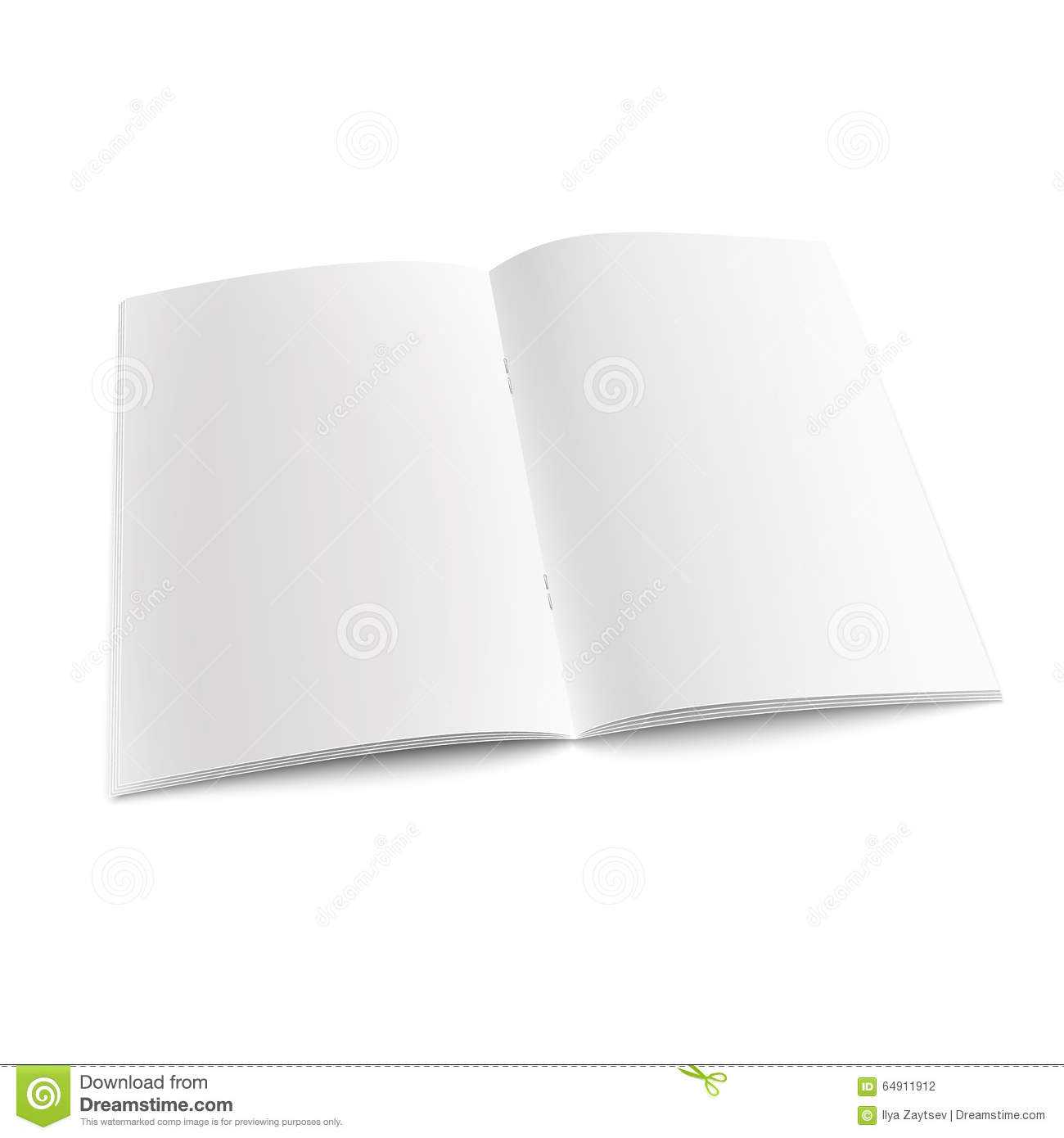 Blank Open Magazine Template With Staples. Stock Vector With Staples Banner Template