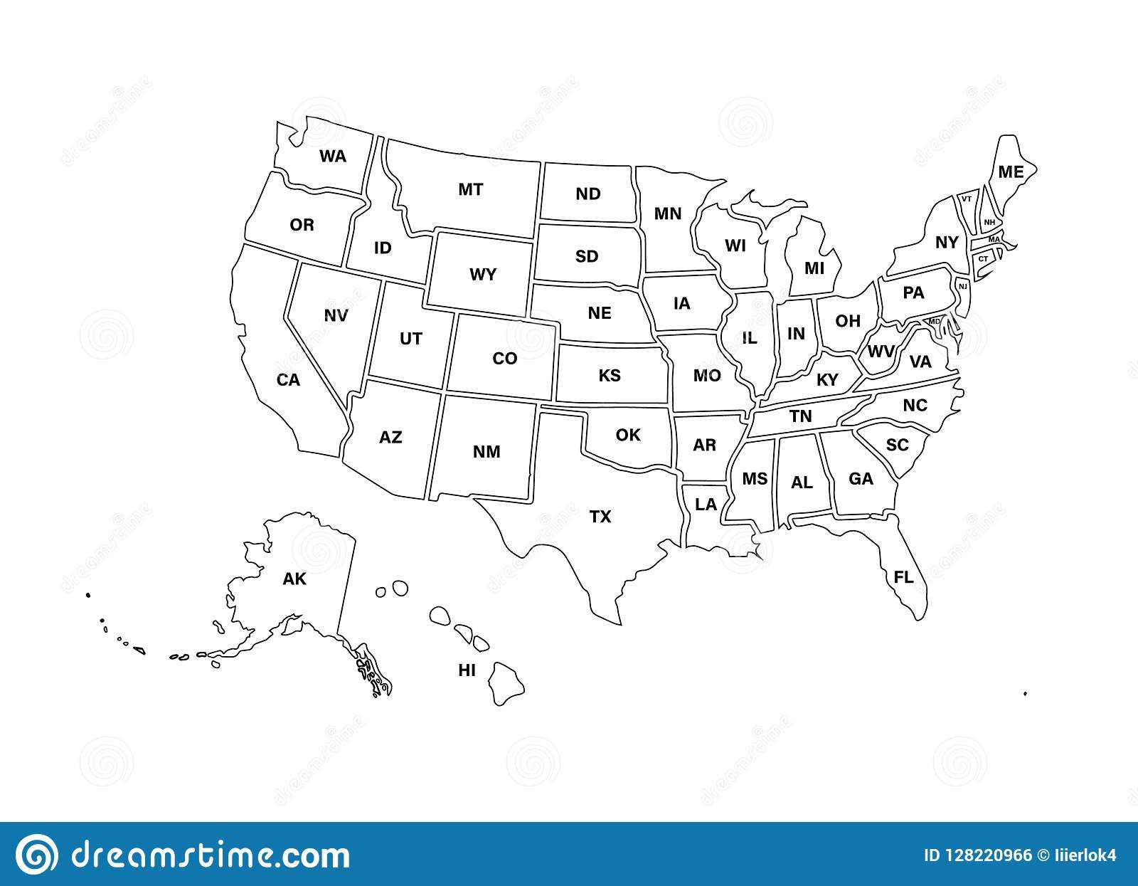 Blank Similar Usa Map Isolated On White Background. United Inside United States Map Template Blank