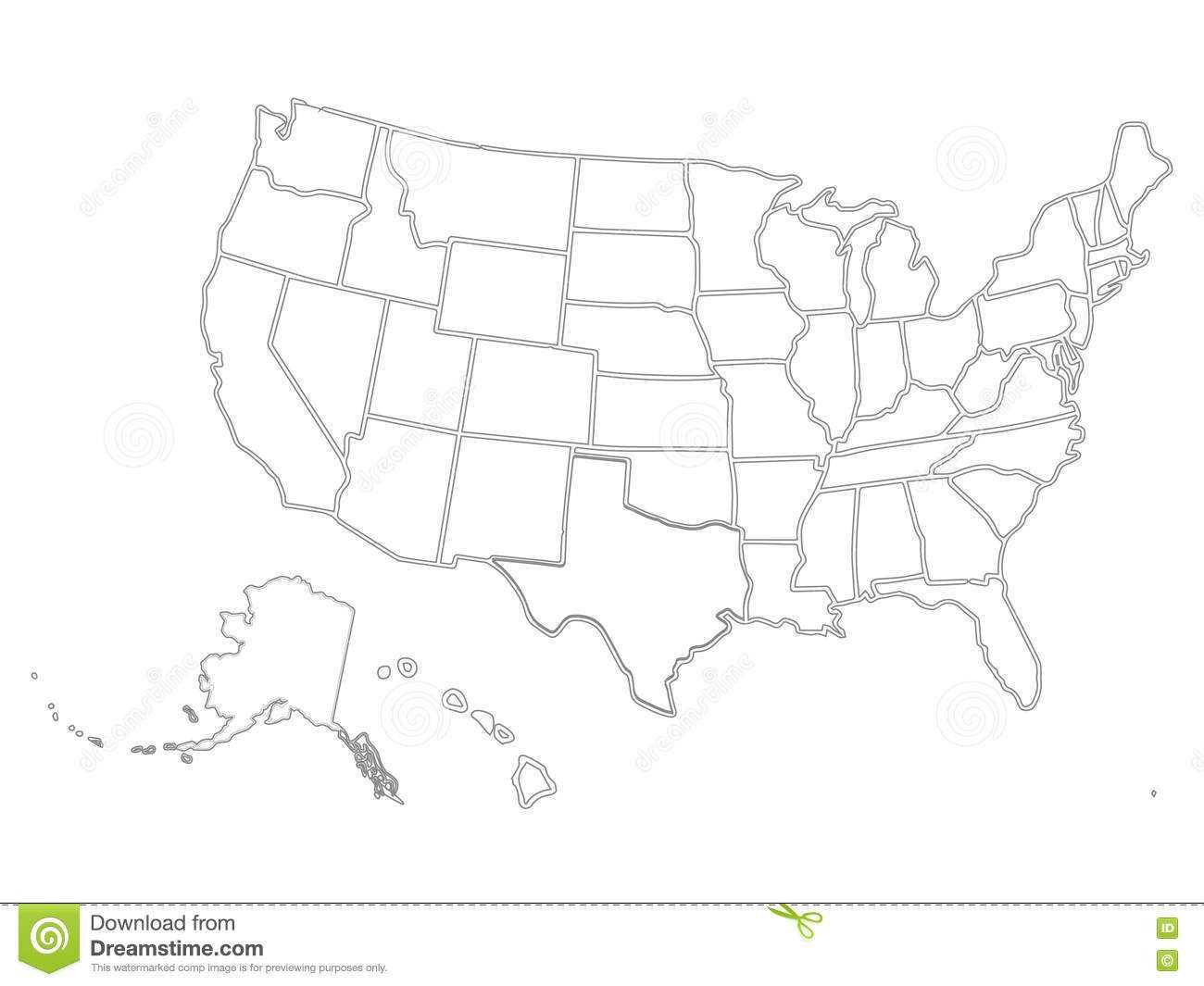 Blank Similar Usa Map On White Background. United States Of Throughout Blank Template Of The United States