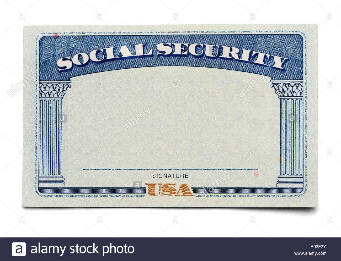 Blank Social Security Card Isolated On A White Background With Blank Social Security Card Template