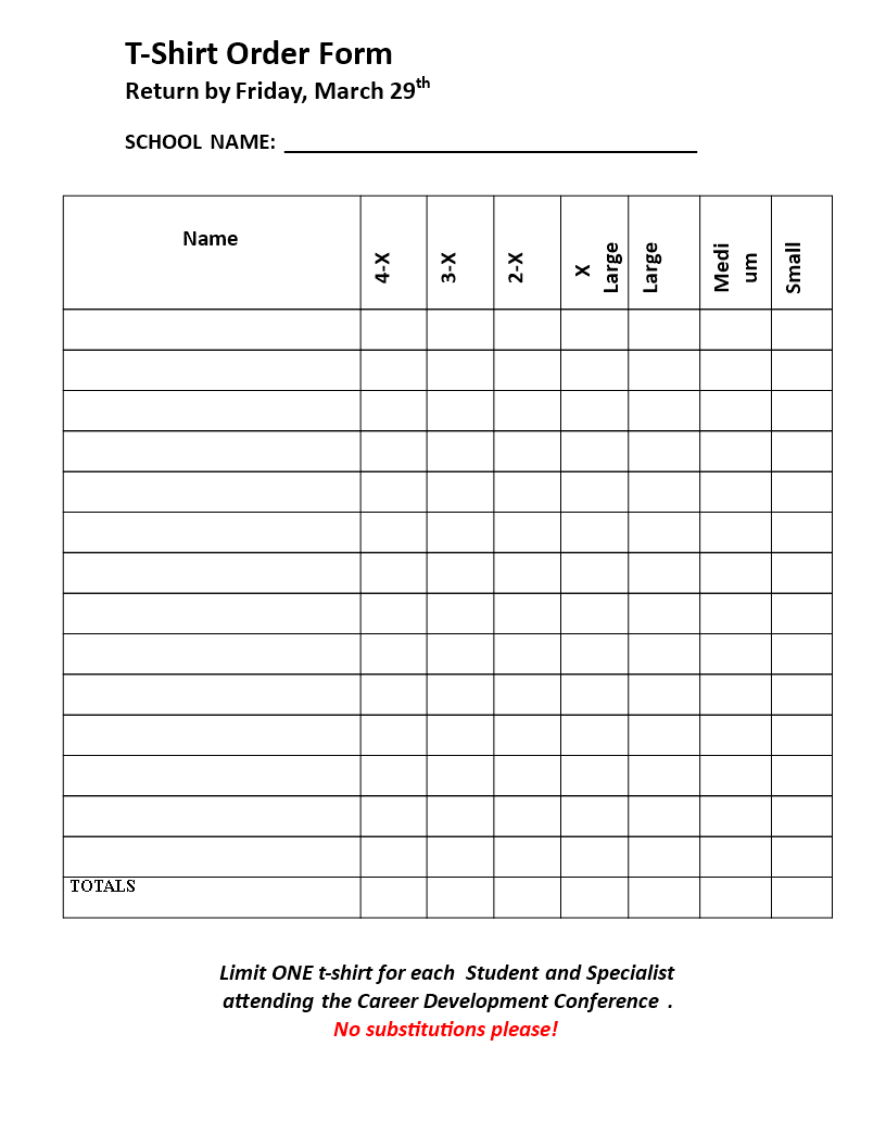 Blank T Shirt Order Sheet | Templates At Allbusinesstemplates Within Blank T Shirt Order Form Template