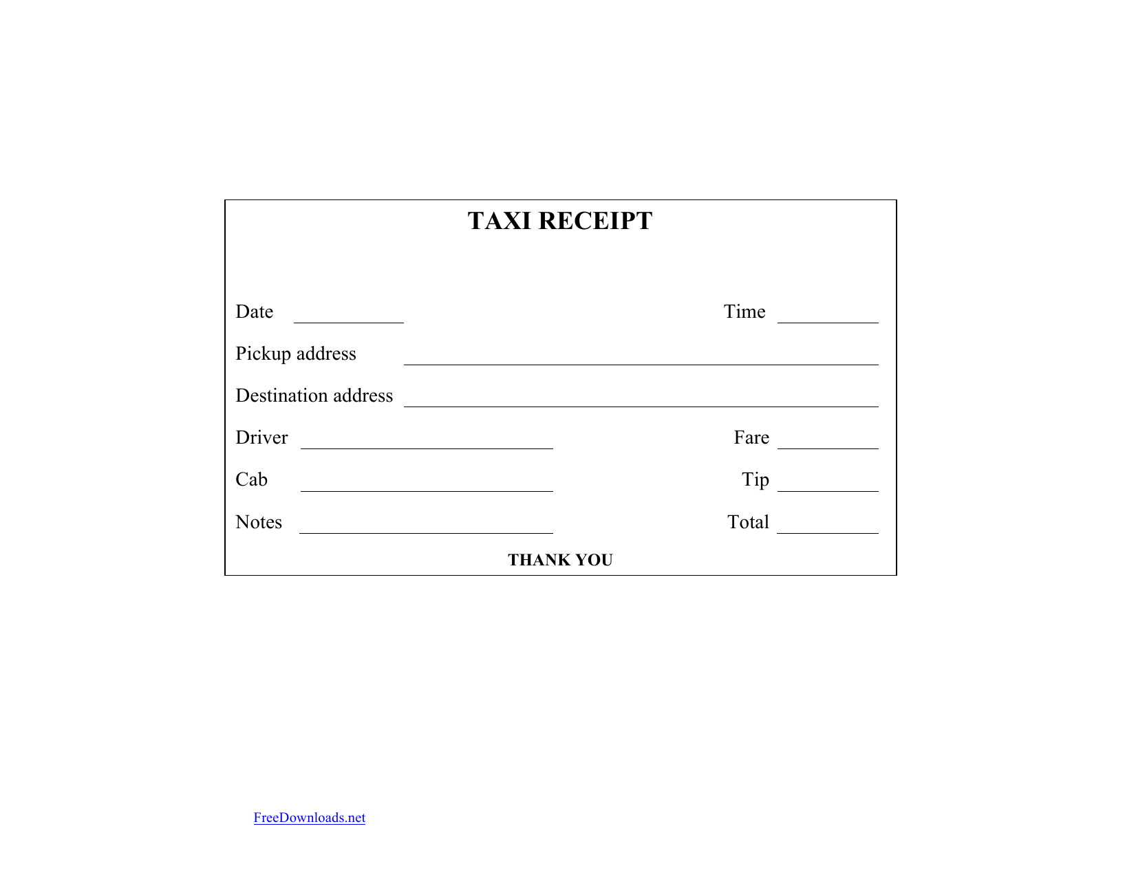 Blank Taxi Receipt – Zohre.horizonconsulting.co For Blank Taxi Receipt Template