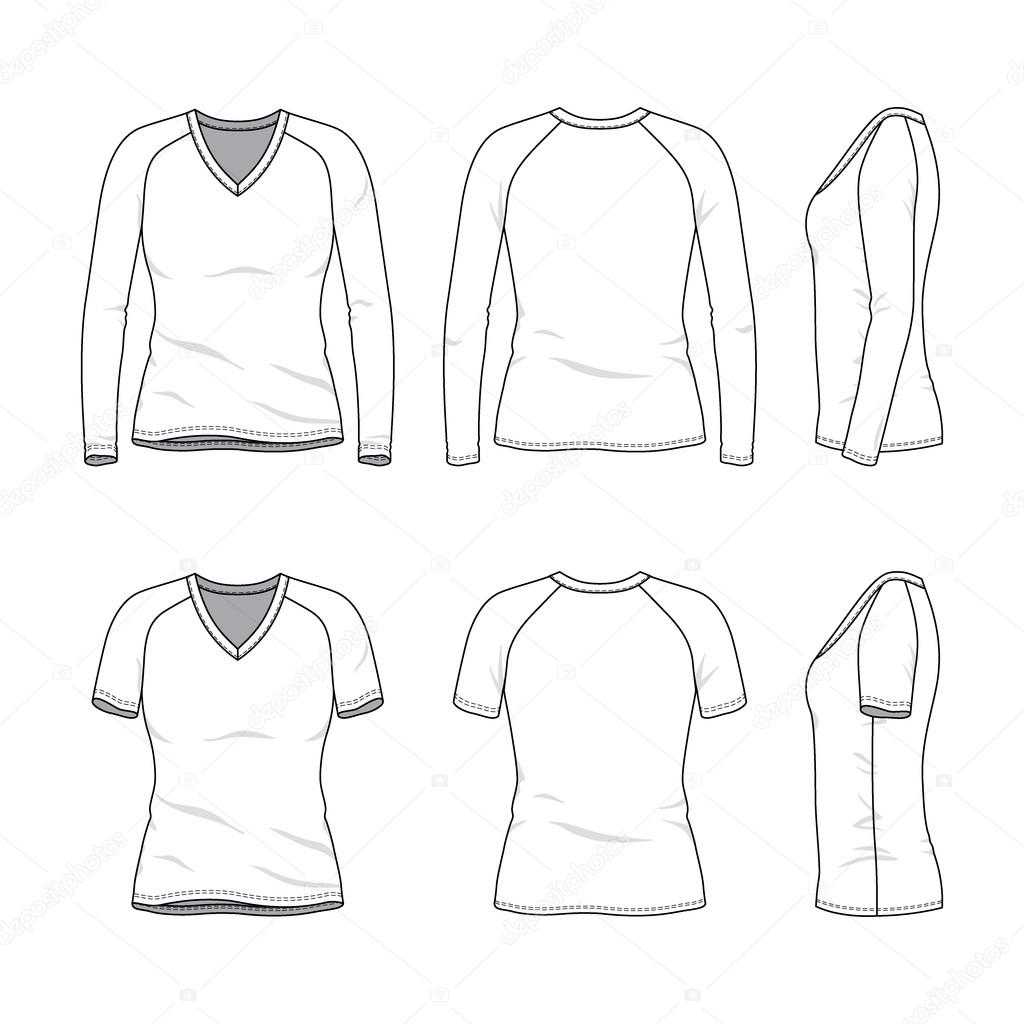 Blank V Neck T Shirt And Tee. — Stock Vector © Aunaauna2012 In Blank V Neck T Shirt Template
