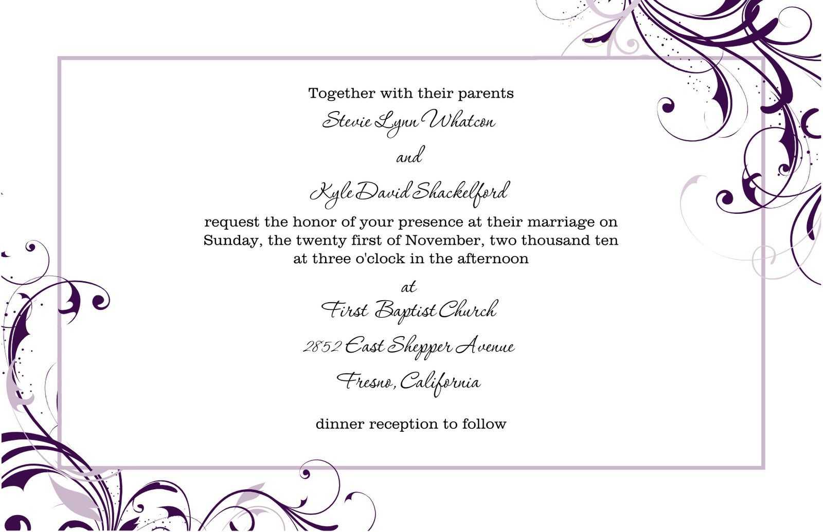 Blank Wedding Invitation Templates For Microsoft Word Inside Free Dinner Invitation Templates For Word