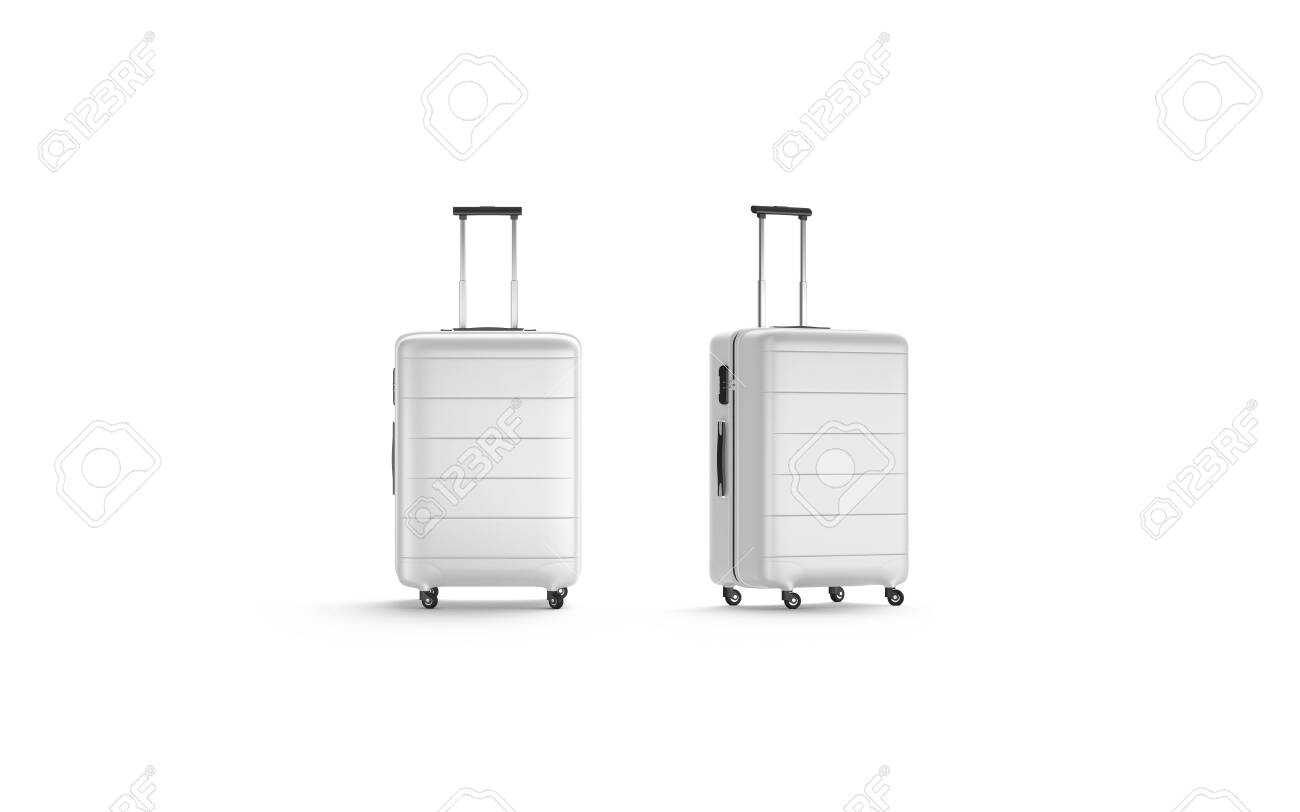 Blank White Luggage With Handle Mock Up Stand Isolated, 3D Rendering With Regard To Blank Suitcase Template
