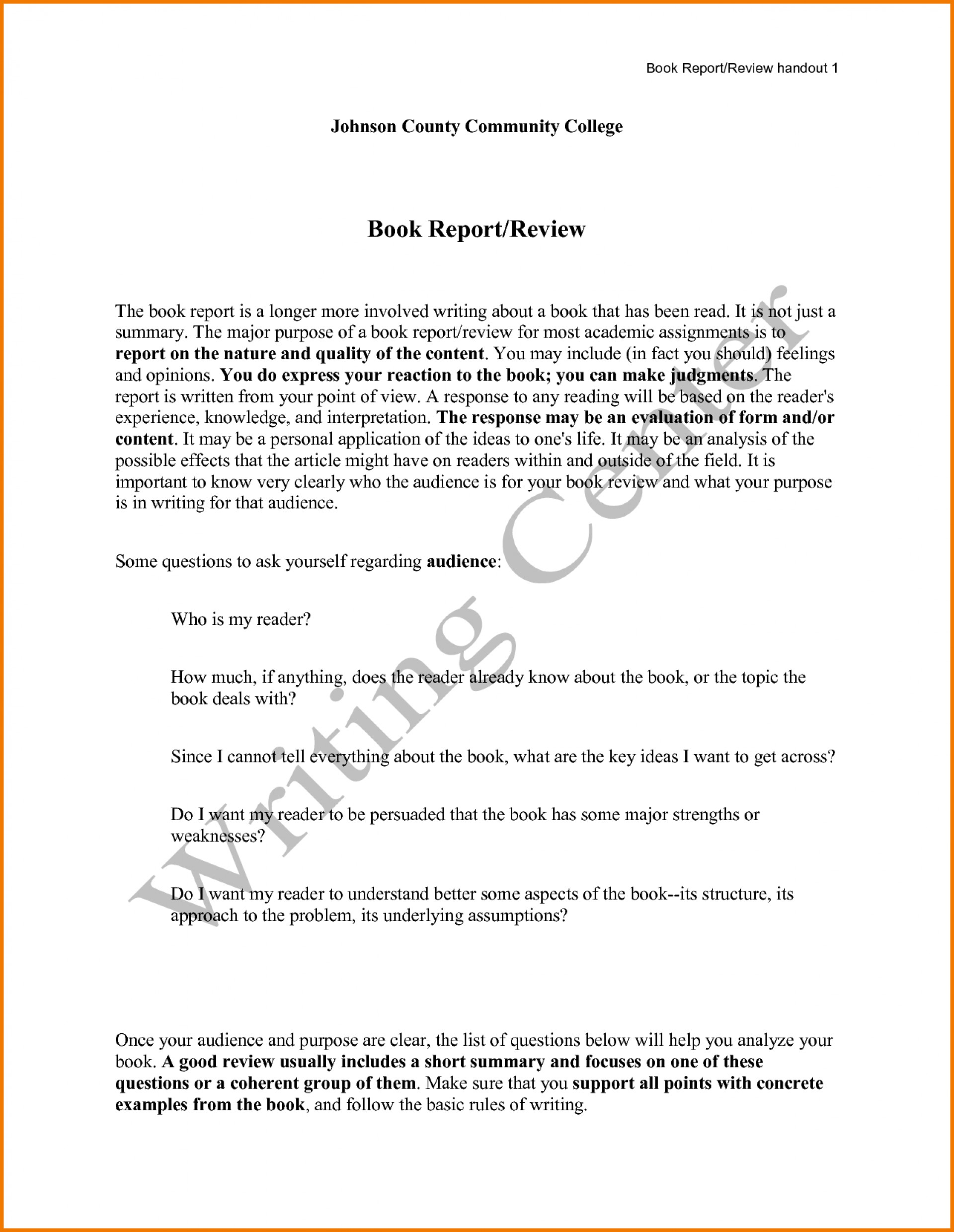 Book Report Sample College Writing Thesis For Examples Late Throughout College Book Report Template