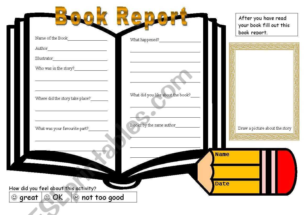 Book Report Template 2 – Esl Worksheetmanjas Within Story Report Template