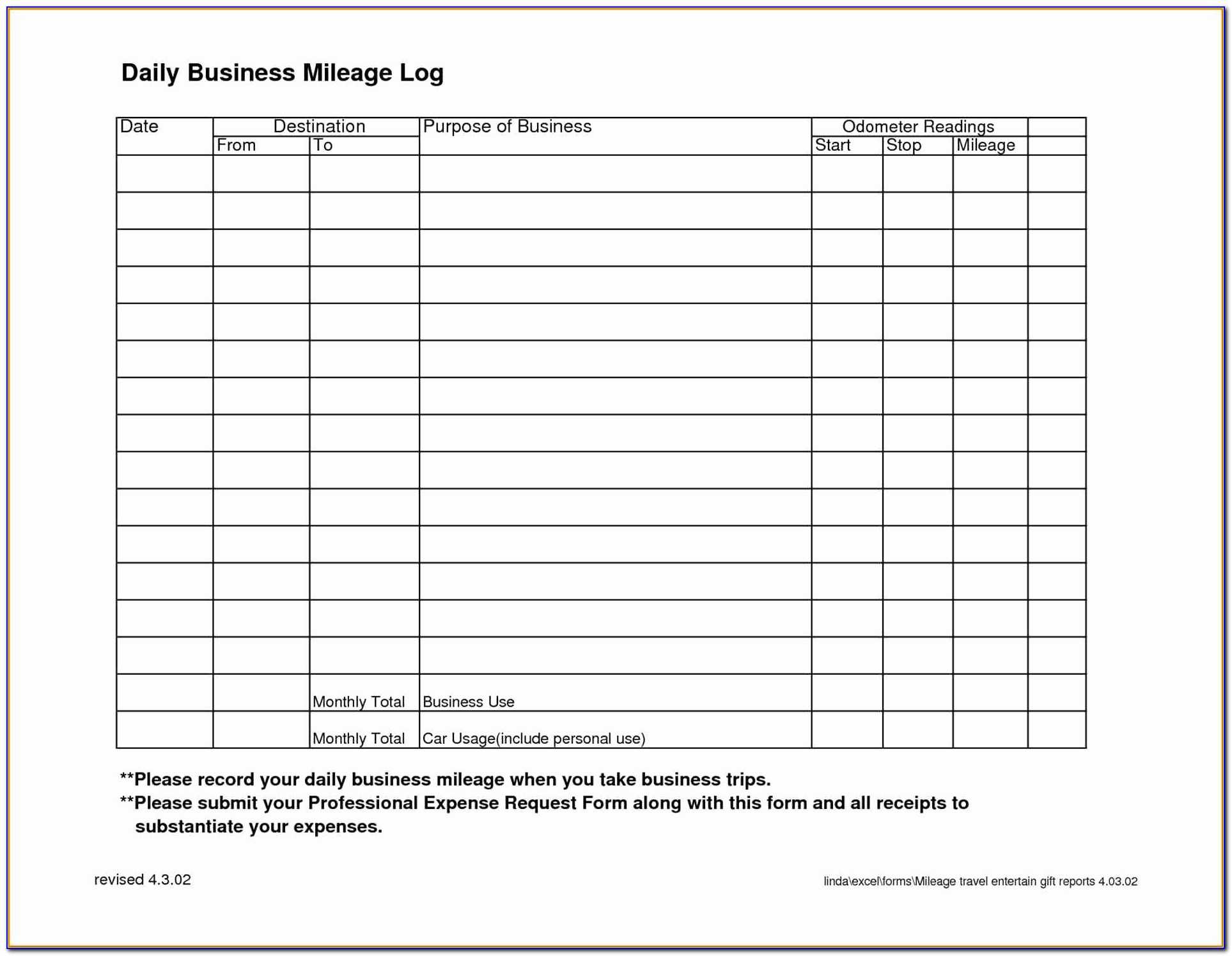Business Mileage Log Book Template – Form : Resume Examples Intended For Mileage Report Template