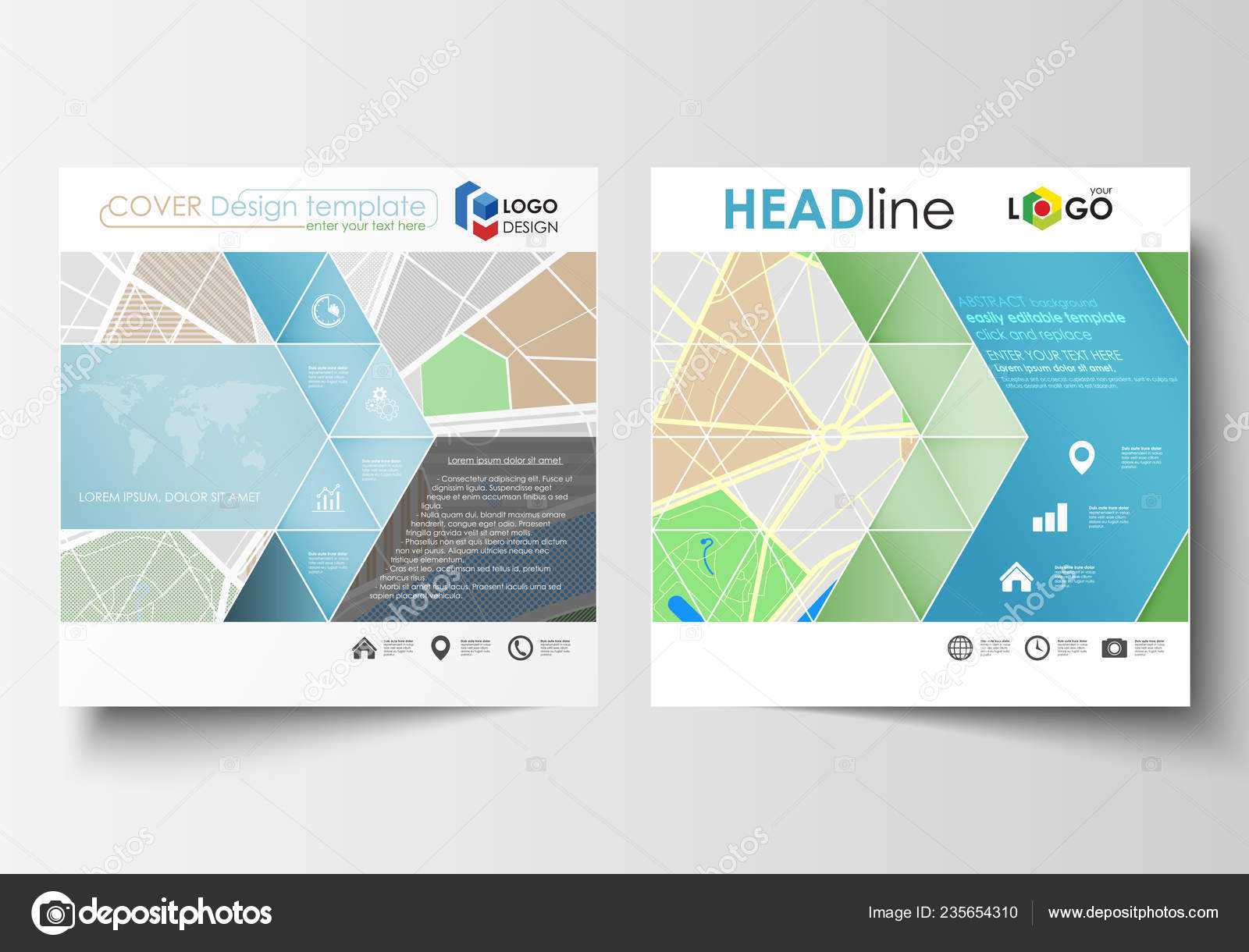 Business Templates For Square Brochure, Magazine, Flyer Throughout Blank City Map Template