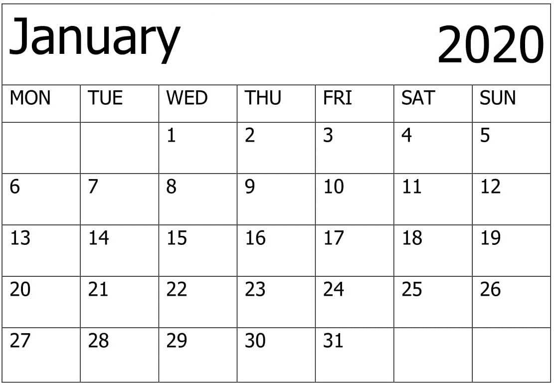 Calendar January 2020 Printable – For Classroom Management With Regard To Blank Calendar Template For Kids