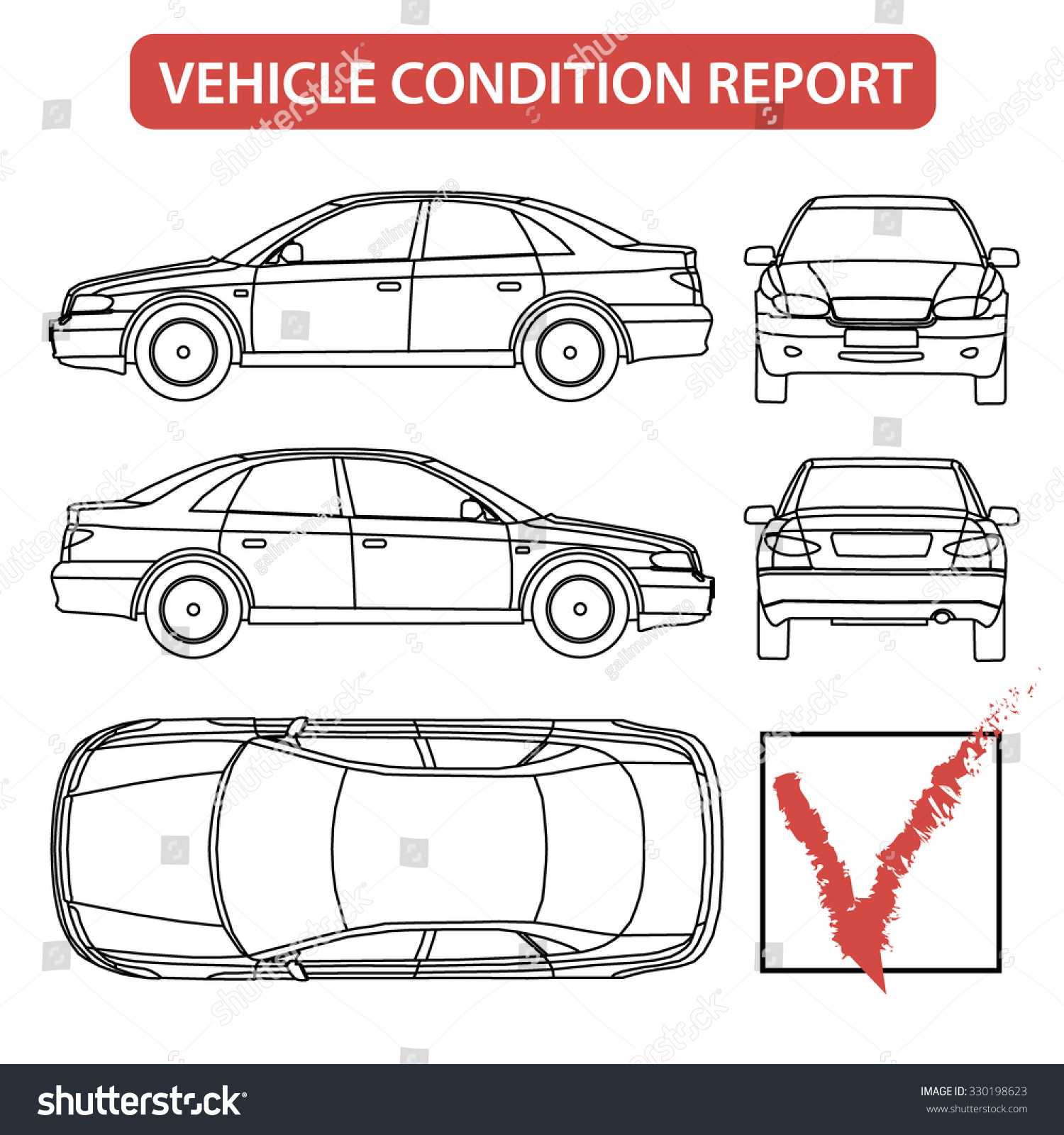 Car Condition Form Vehicle Checklist Auto Stock Vector Pertaining To Car Damage Report Template