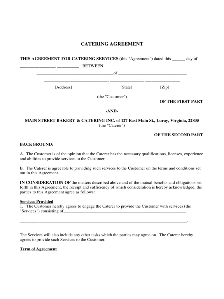 Catering Contract Template - 6 Free Templates In Pdf, Word In Catering Contract Template Word