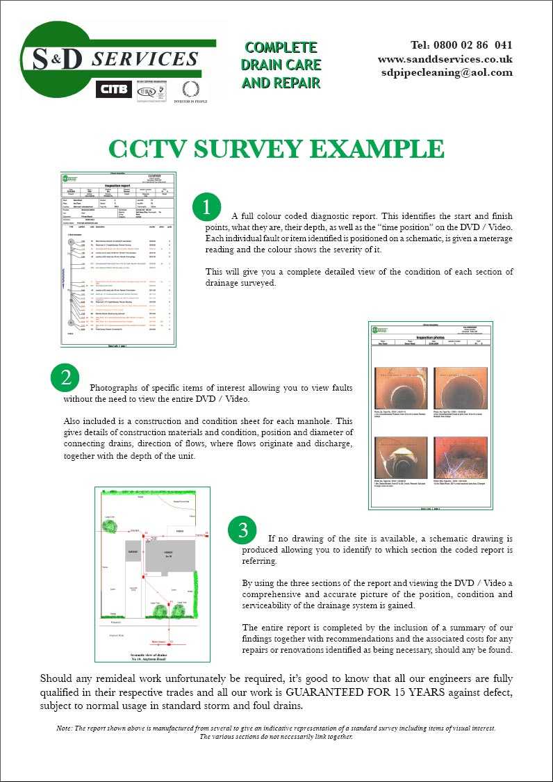 Cctv Surveying – S & D Plumbing And Drainage, Somerset Pertaining To Drainage Report Template