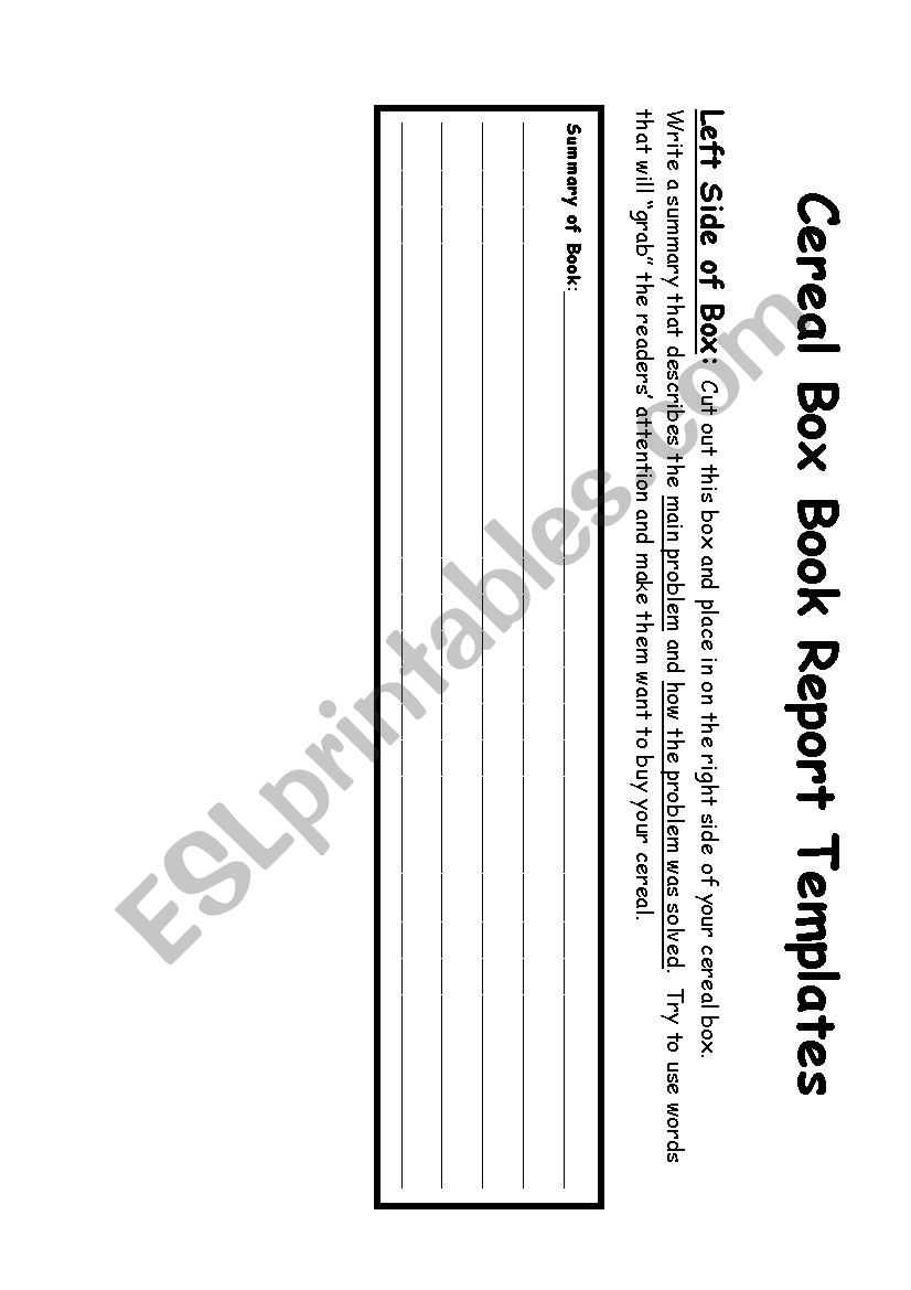 Cereal Box Book Report – Esl Worksheetalmodlin Pertaining To Cereal Box Book Report Template