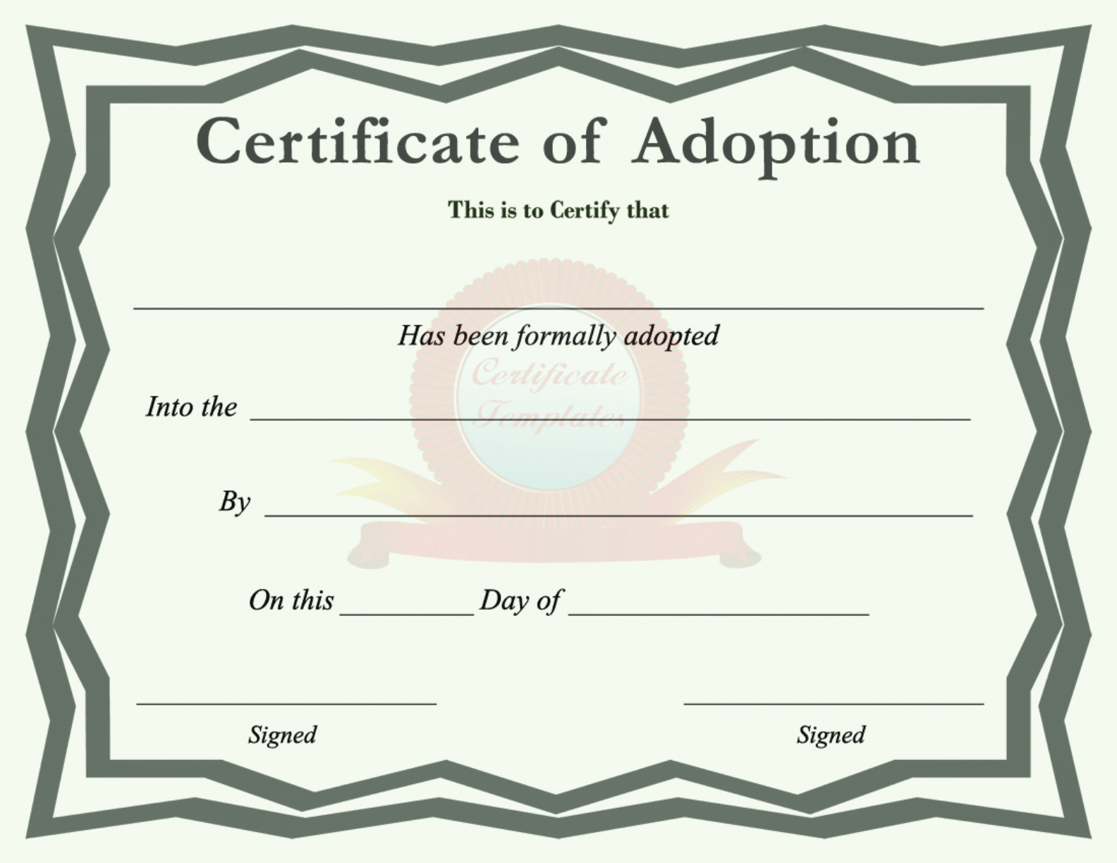 Certificate Of Adoption Template Regarding Blank Adoption Certificate Template