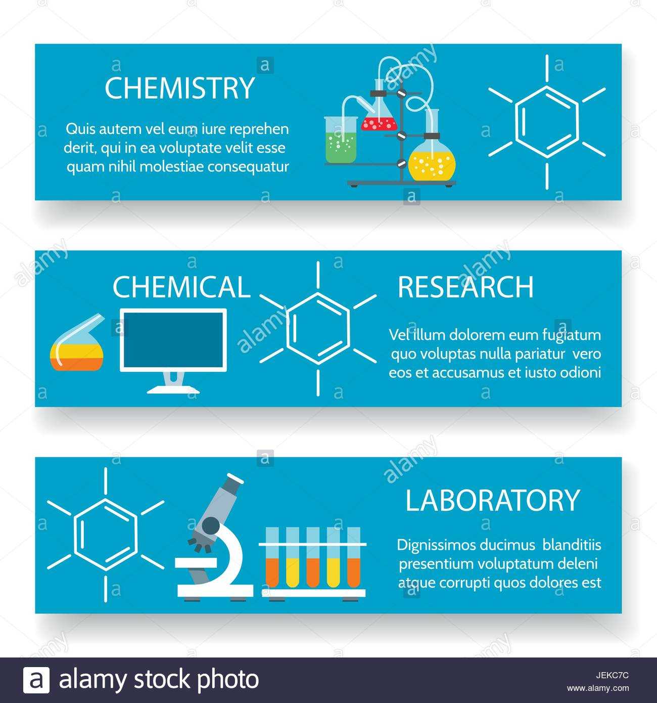 Chemistry Lab Banners. Vector Science Experiment Backgrounds Intended For Science Fair Banner Template
