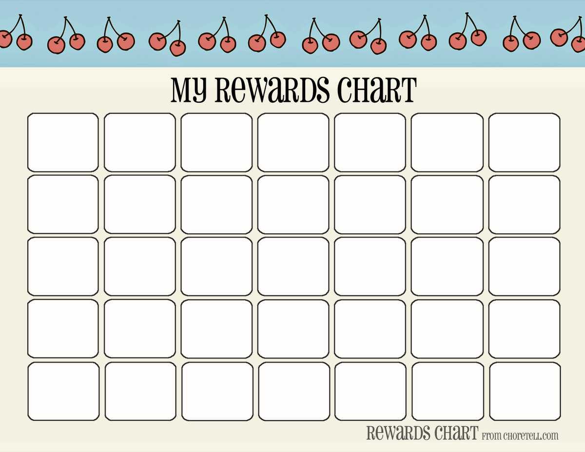 Cherry & Strawberry Themed Printable "my Rewards Chart Regarding Blank Reward Chart Template