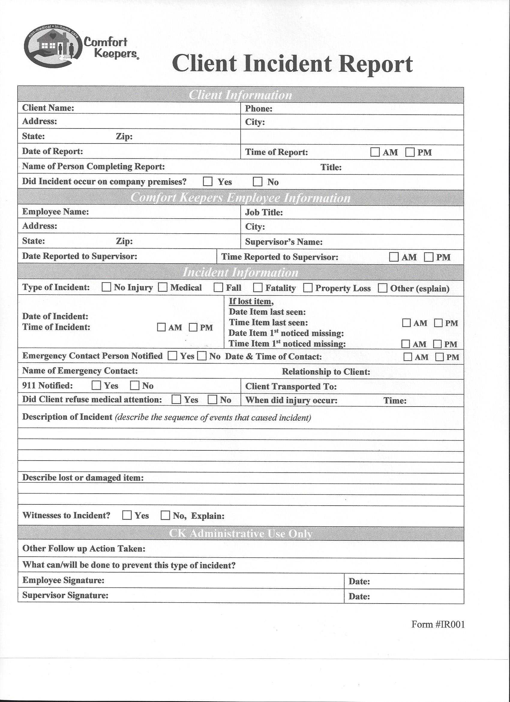 Client Incident Report – Mahre.horizonconsulting.co Inside Customer Incident Report Form Template