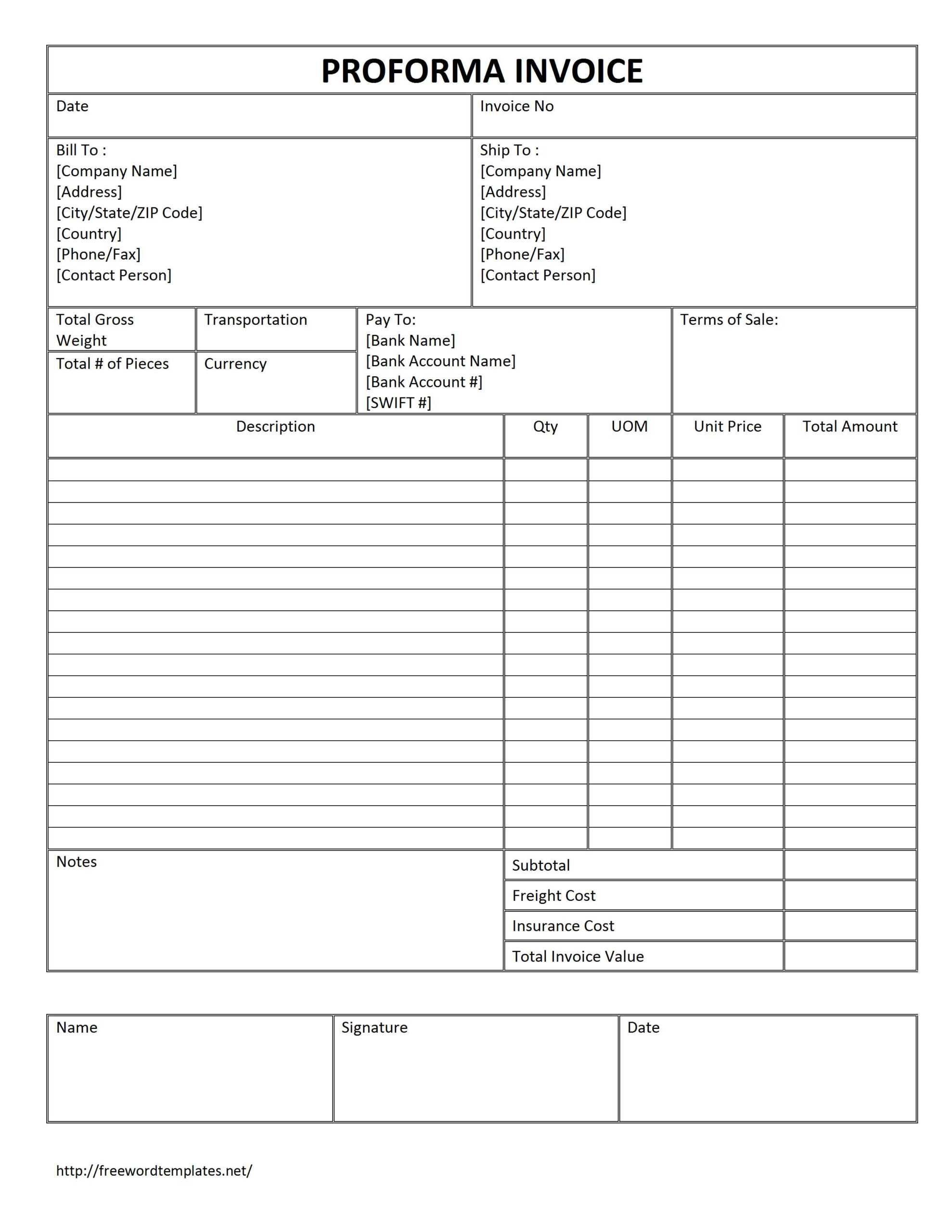 Commercial Invoice Template Word | Invoice Example In Commercial Invoice Template Word Doc