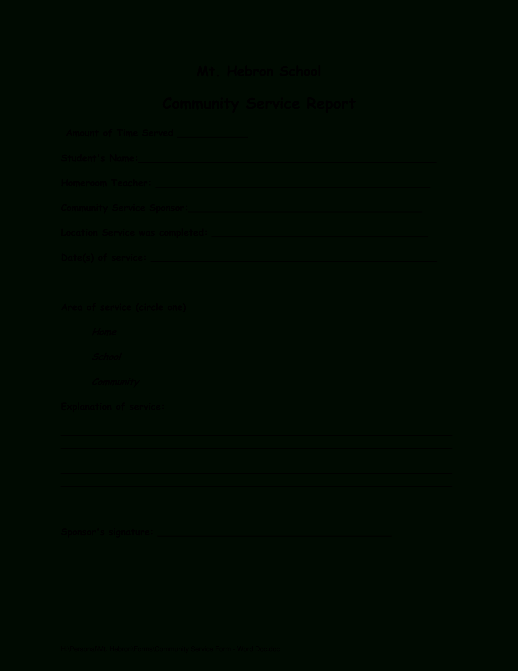 Community Report | Templates At Allbusinesstemplates Inside Community Service Template Word