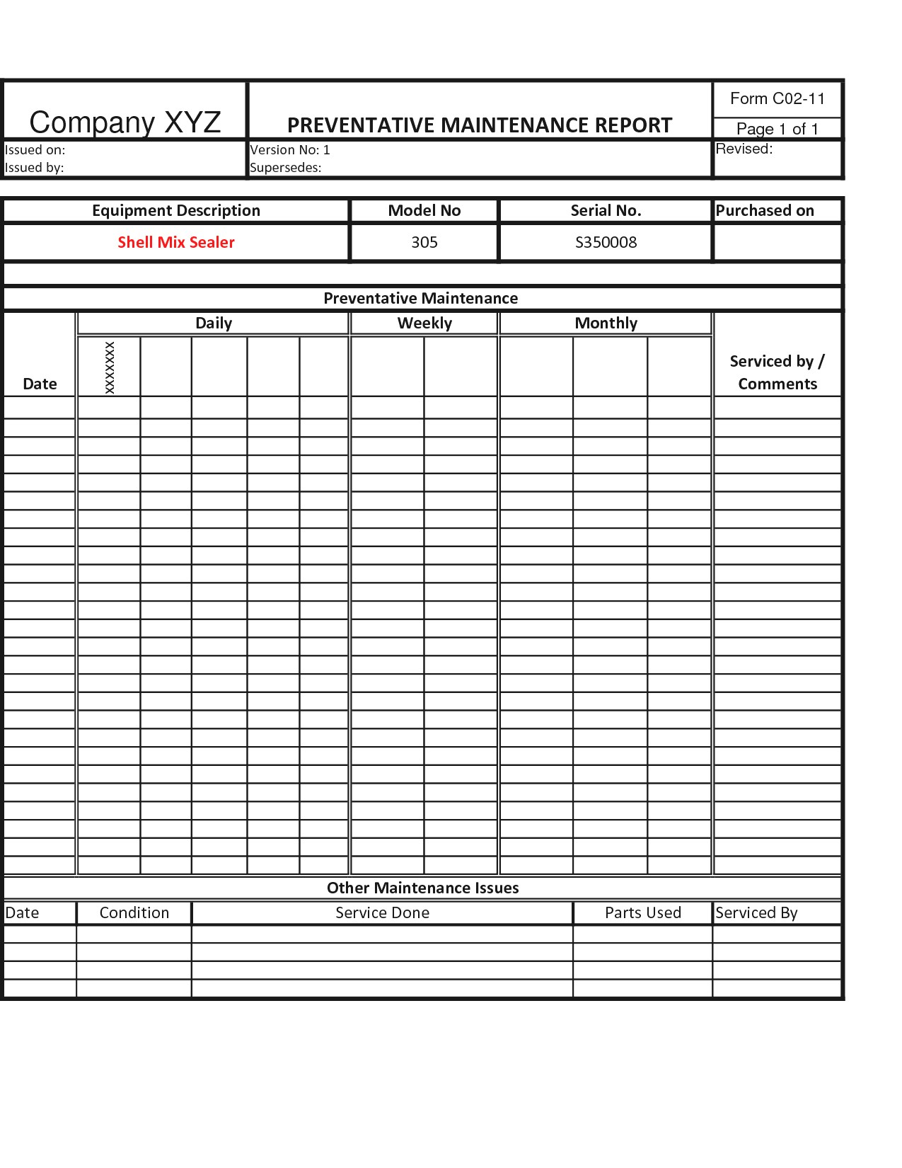 Computer Maintenance Report Form Template Service Format With Regard To Computer Maintenance Report Template