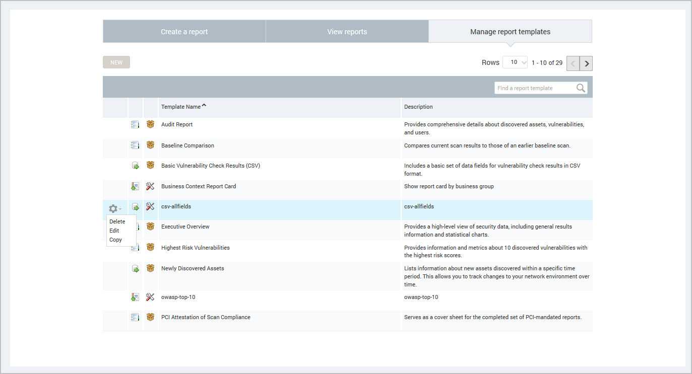 Configuring Custom Report Templates For Baseline Report Template