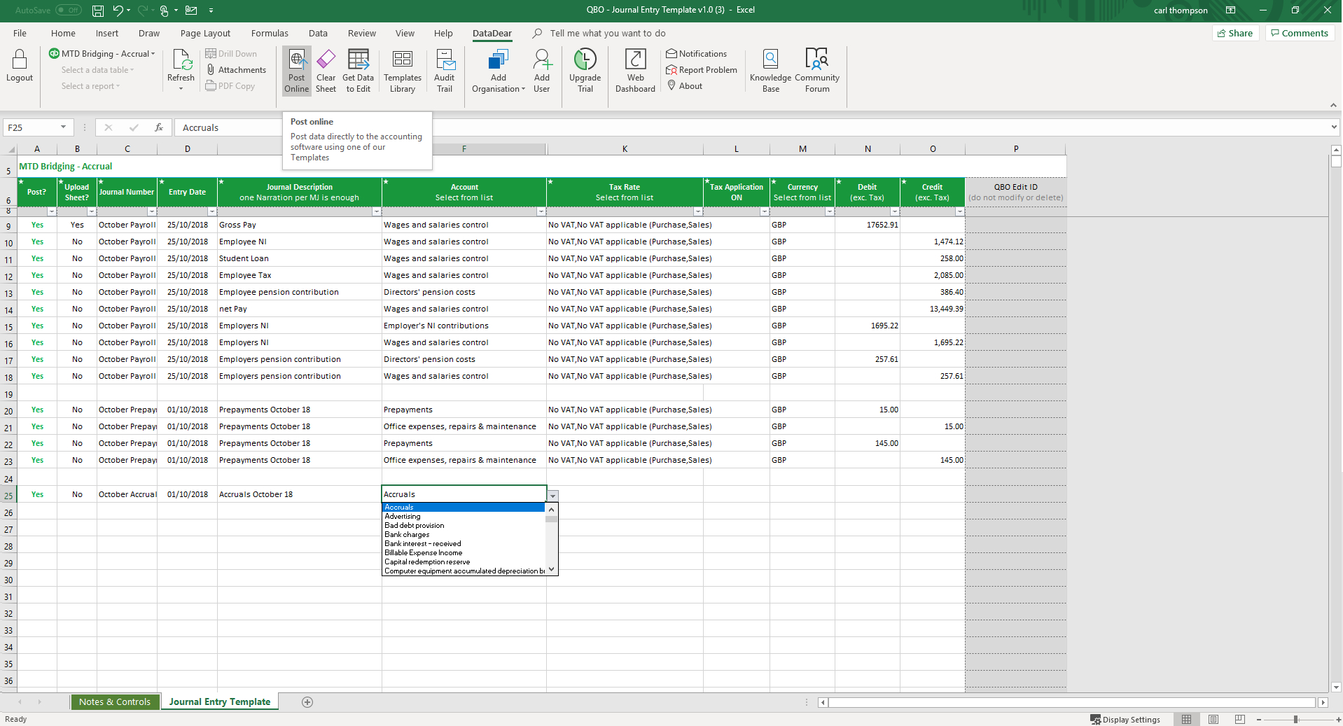 Connect Datadear Excel Add In For Reporting & Data Sync With Throughout Boyfriend Report Card Template