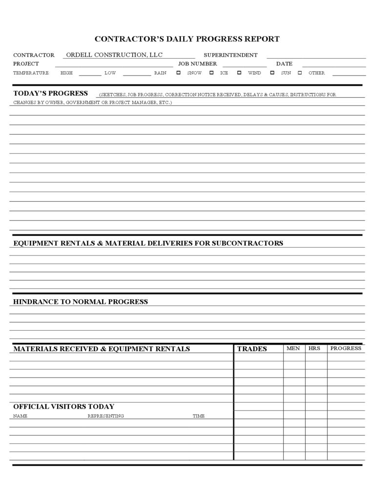 Construction Daily Report Template – 1 Free Templates In Pdf Within Daily Reports Construction Templates