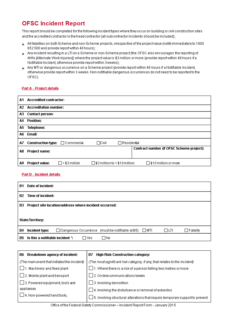 Construction Incident Report Form | Templates At For Construction Accident Report Template