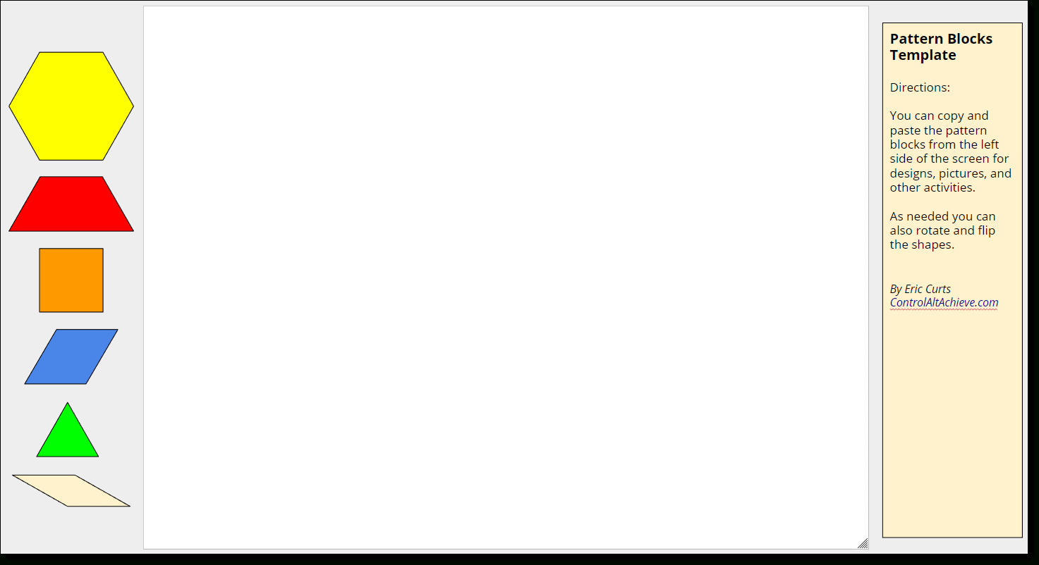 Control Alt Achieve: Pattern Block Templates And Activities For Blank Pattern Block Templates