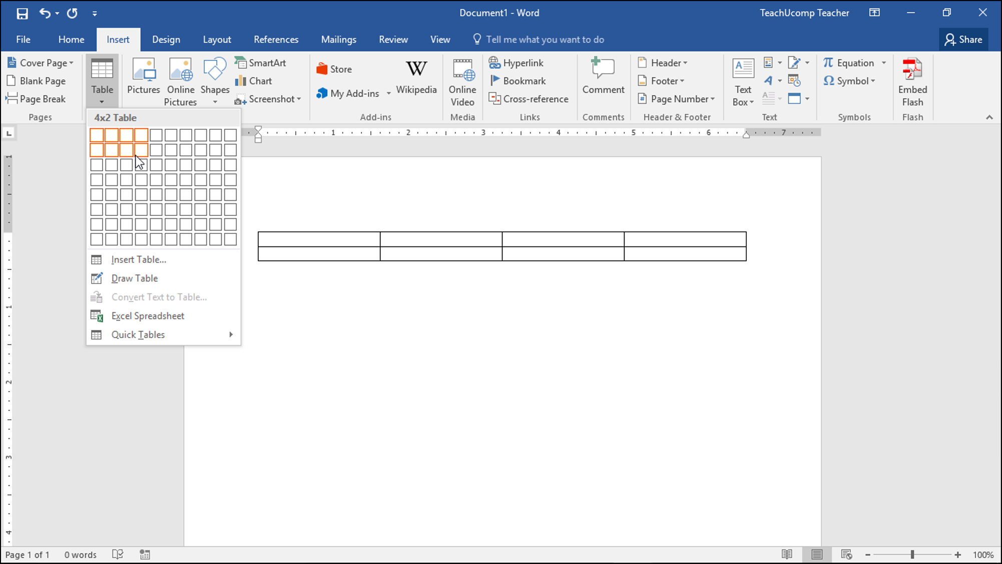 Create Tables In Word – Instructions – Teachucomp, Inc. With Word 2013 Table Of Contents Template