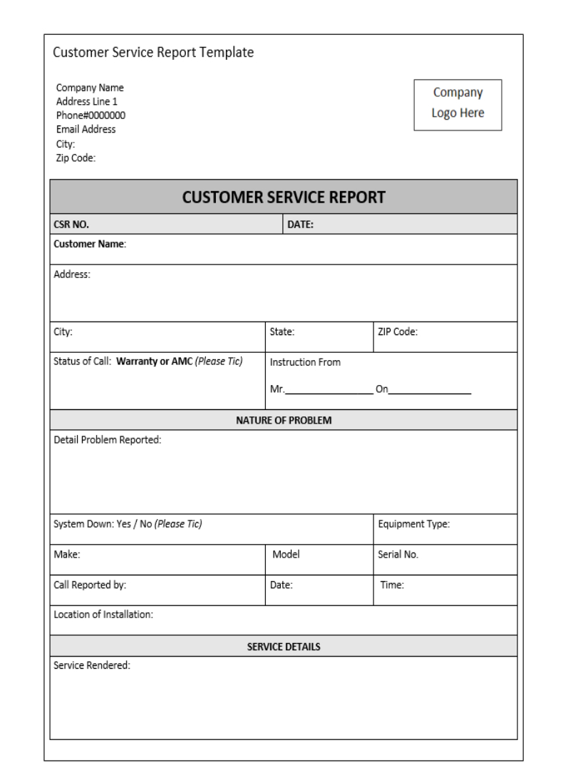 Customer Service Report Template – Excel Word Templates Pertaining To Technical Service Report Template