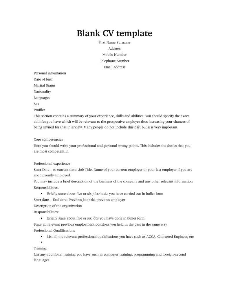 Cv Format Uk Download – Zohre.horizonconsulting.co For Free Blank Cv Template Download
