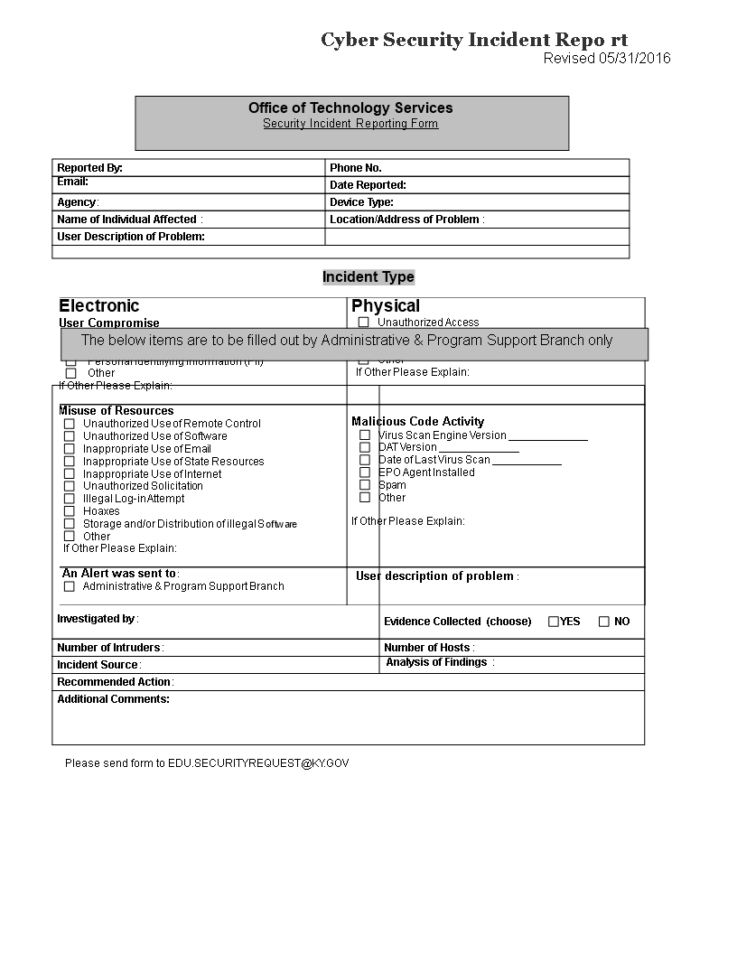 Cyber Security Incident Report Template | Templates At Within State Report Template