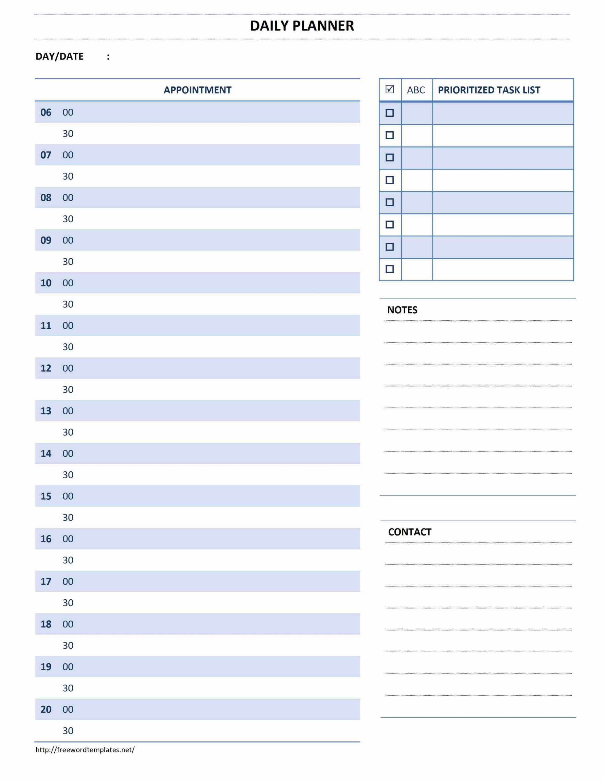 Daily Calendar – Clip Art Library Within Appointment Sheet Template Word