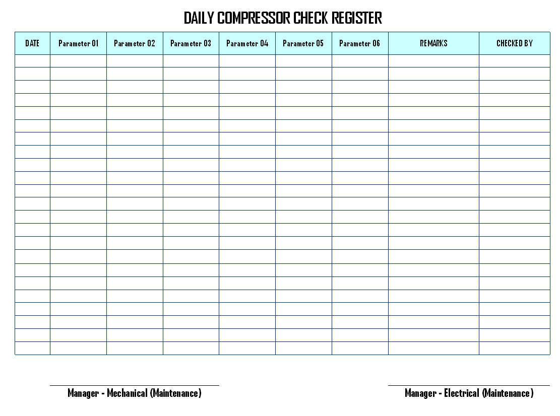 Daily Compressor Inspection And Records – For Daily Inspection Report Template